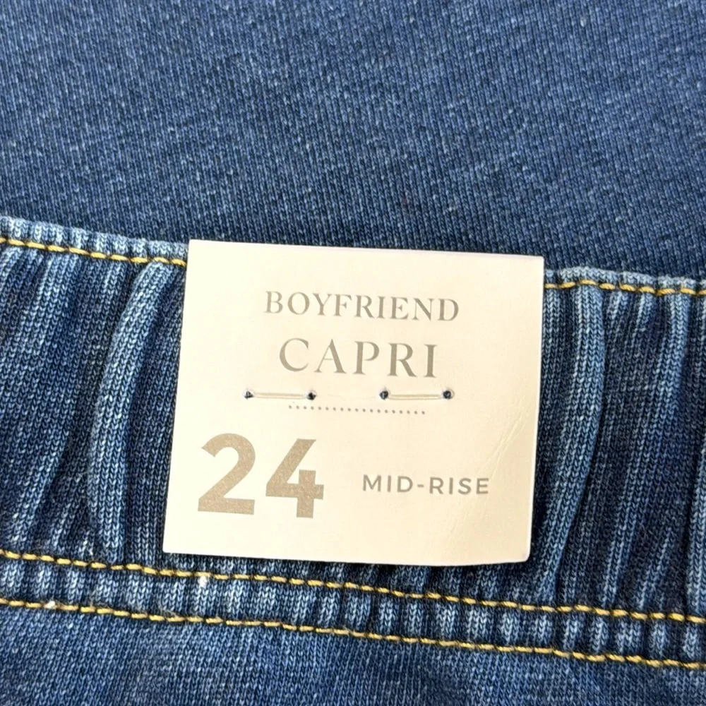 Lane Bryant NWT Blue Pull-On Fit Knit Boyfriend Capri Pants - Picture 10 of 13